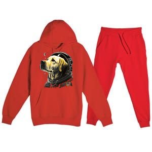 Outer Space Yellow Galaxy Astronaut Labrador Retriever Cute Gift Premium Hooded Sweatsuit Set