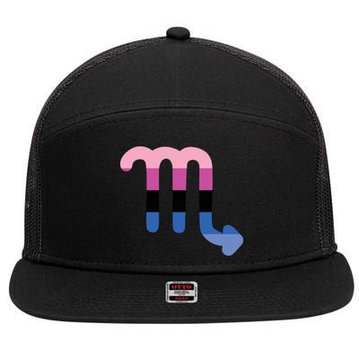 Omnisexual Scorpio Zodiac Sign Omnisexual Pride Flag Cool Gift 7 Panel Mesh Trucker Snapback Hat