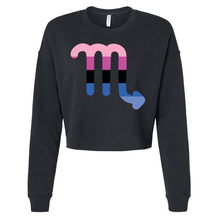Omnisexual Scorpio Zodiac Sign Omnisexual Pride Flag Cool Gift Cropped Pullover Crew