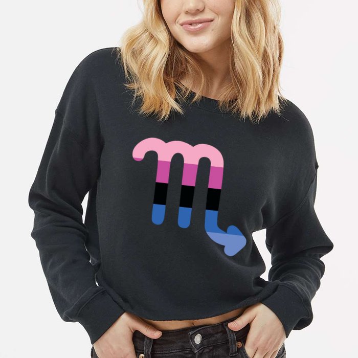 Omnisexual Scorpio Zodiac Sign Omnisexual Pride Flag Cool Gift Cropped Pullover Crew