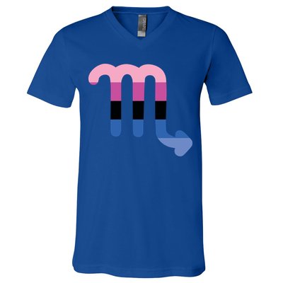 Omnisexual Scorpio Zodiac Sign Omnisexual Pride Flag Cool Gift V-Neck T-Shirt