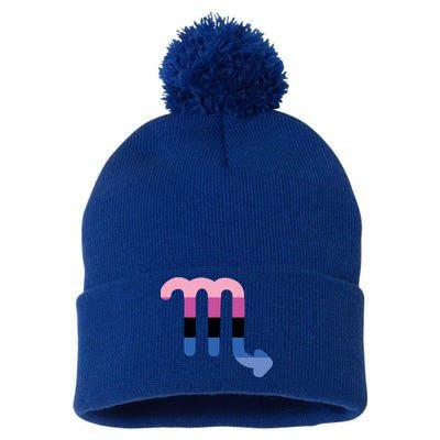 Omnisexual Scorpio Zodiac Sign Omnisexual Pride Flag Cool Gift Pom Pom 12in Knit Beanie