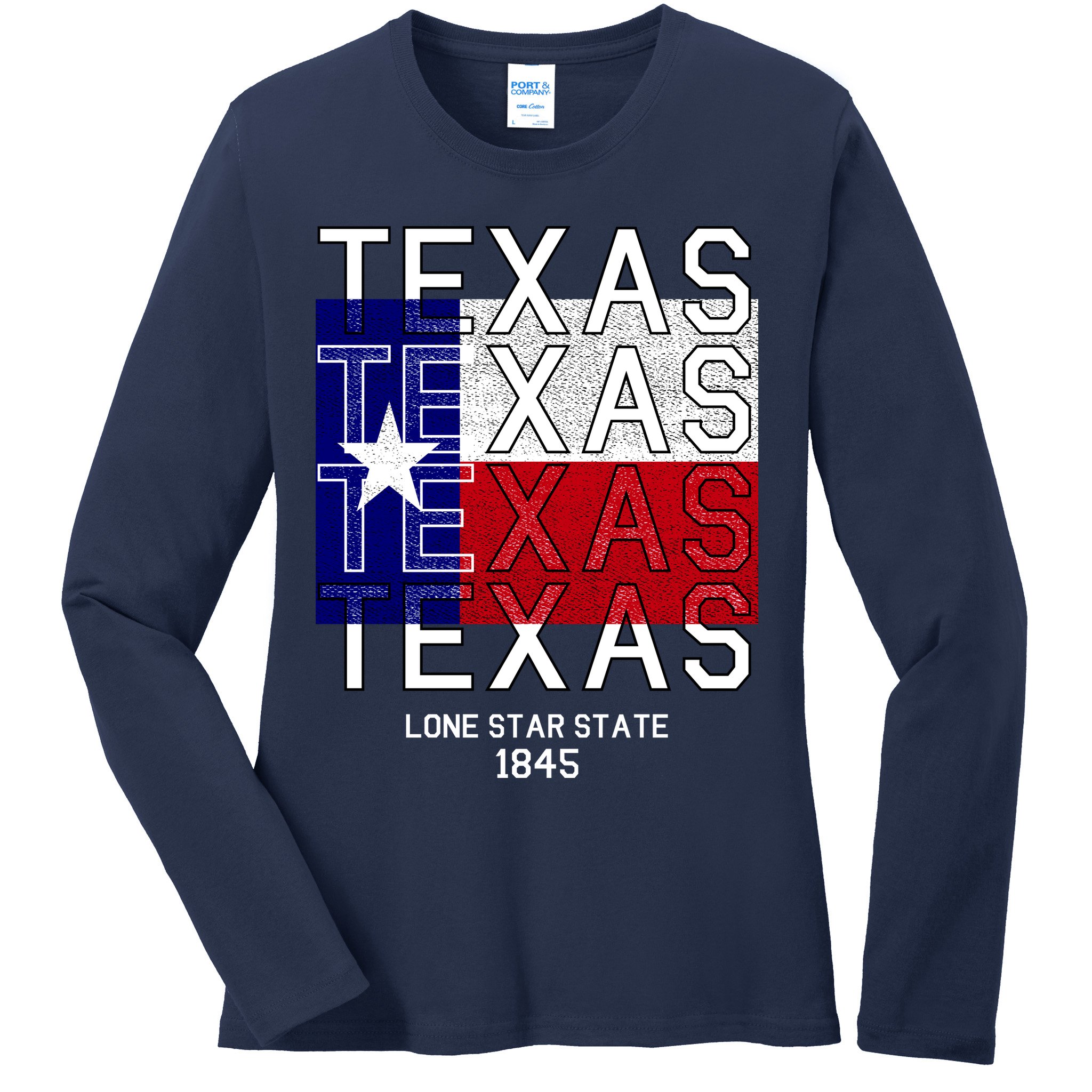 Original Texas 1845 Logo Ladies Long Sleeve Shirt