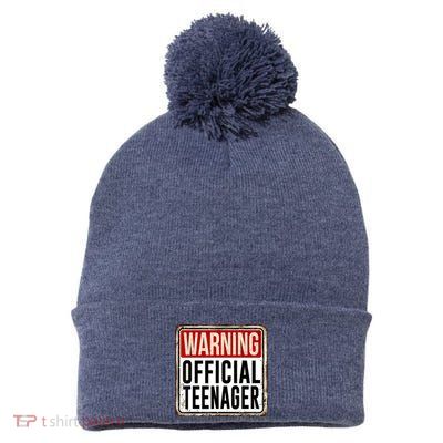 OOfficial Teenager 13th Birthday Gift 13 Year Old Pom Pom 12in Knit Beanie