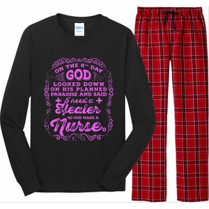 On The 8th Day God Made A Nurse, Nurses Week Funny Long Sleeve Pajama Set