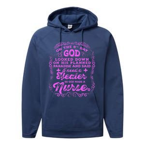 On The 8th Day God Made A Nurse, Nurses Week Funny Performance Fleece Hoodie