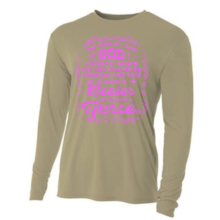 On The 8th Day God Made A Nurse, Nurses Week Funny Cooling Performance Long Sleeve Crew