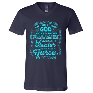 On The 8th Day God Made A Nurse, Nurses Week Gift V-Neck T-Shirt