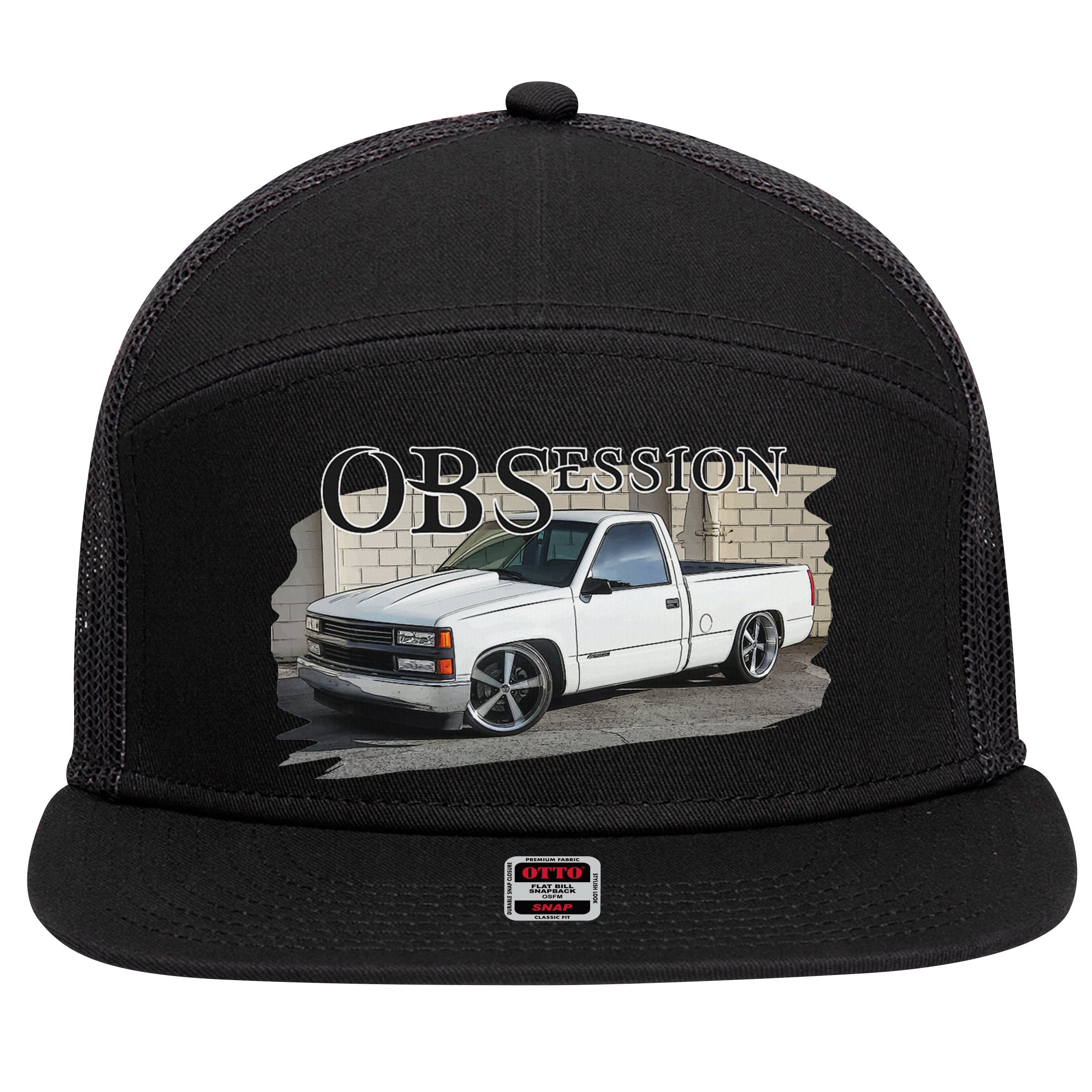 Obs Truck 90s Single Cab Lowered 1500 Truck Car Enthusiast 7 Panel Mesh Trucker Snapback Hat
