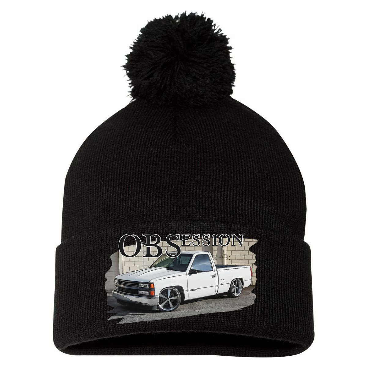 Obs Truck 90s Single Cab Lowered 1500 Truck Car Enthusiast Pom Pom 12in Knit Beanie