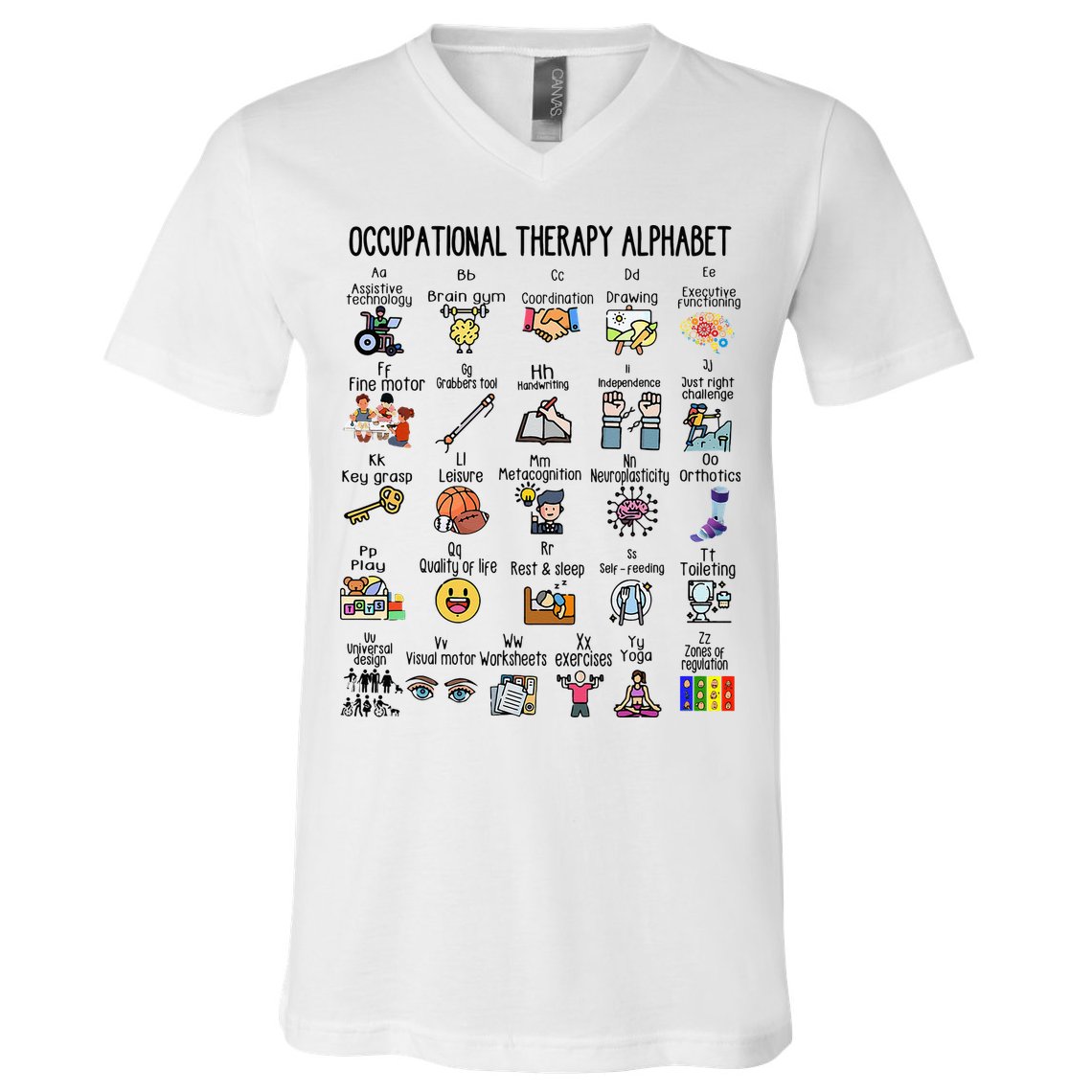 Occupational Therapy Alphabet OT Therapist Teacher Assistant V-Neck T-Shirt