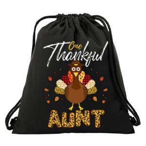 One Thankful Aunt Auntie Turkey Thanksgiving Family gift Drawstring Bag