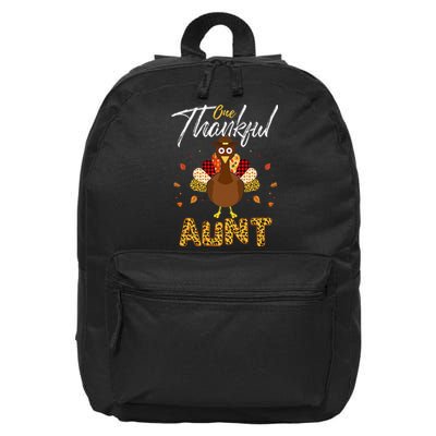 One Thankful Aunt Auntie Turkey Thanksgiving Family gift 16 in Basic Backpack