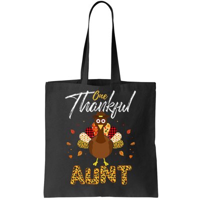 One Thankful Aunt Auntie Turkey Thanksgiving Family gift Tote Bag