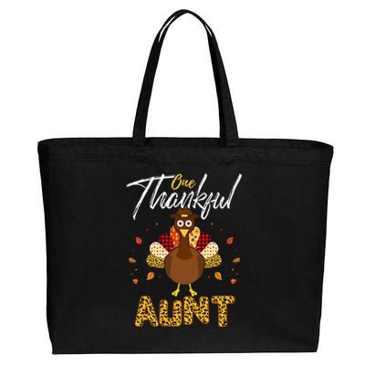 One Thankful Aunt Auntie Turkey Thanksgiving Family gift Cotton Canvas Jumbo Tote