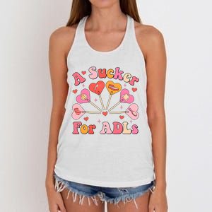 Occupational Therapy A Sucker For Adls Women's Knotted Racerback Tank