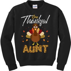 One Thankful Aunt Auntie Turkey Thanksgiving Family Gift Kids Sweatshirt