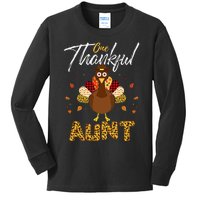 One Thankful Aunt Auntie Turkey Thanksgiving Family Gift Kids Long Sleeve Shirt