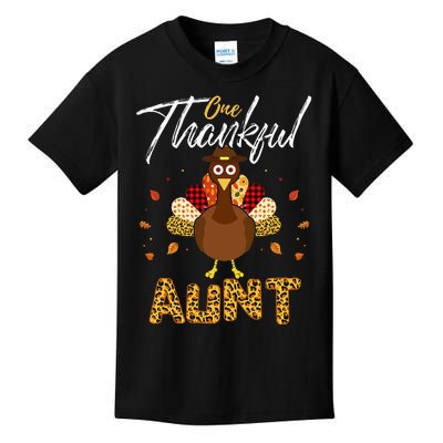 One Thankful Aunt Auntie Turkey Thanksgiving Family Gift Kids T-Shirt