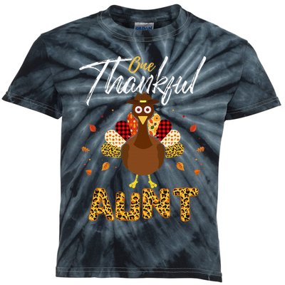 One Thankful Aunt Auntie Turkey Thanksgiving Family Gift Kids Tie-Dye T-Shirt