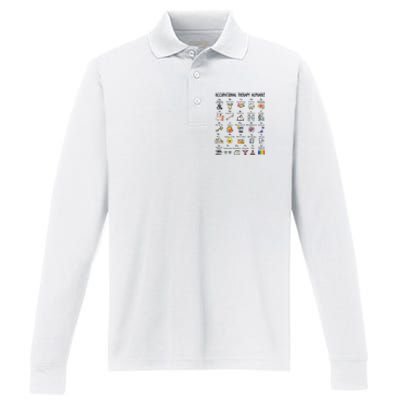 Occupational Therapy Alphabet OT Therapist Teacher Assistant Performance Long Sleeve Polo