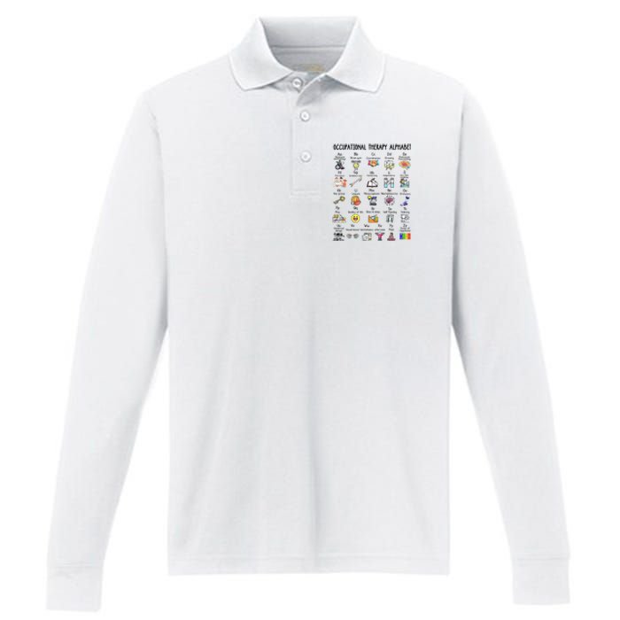 Occupational Therapy Alphabet OT Therapist Teacher Assistant Performance Long Sleeve Polo