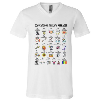 Occupational Therapy Alphabet OT Therapist Teacher Assistant V-Neck T-Shirt