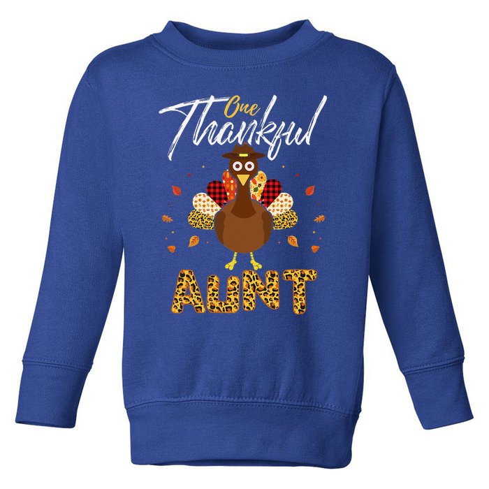 One Thankful Aunt Auntie Turkey Thanksgiving Family Gift Toddler Sweatshirt