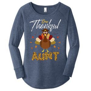 One Thankful Aunt Auntie Turkey Thanksgiving Family Gift Women's Perfect Tri Tunic Long Sleeve Shirt