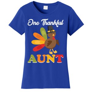 One Thankful Aunt Auntie Turkey Thanksgiving Family Cute Gift Women's T-Shirt