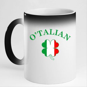 O'Talian Italian Irish Shamrock St. Patrick's Day 11oz Black Color Changing Mug