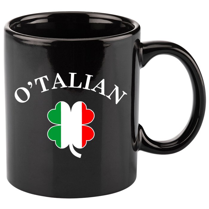 O'Talian Italian Irish Shamrock St. Patrick's Day 11oz C Handle Ceramic Mug