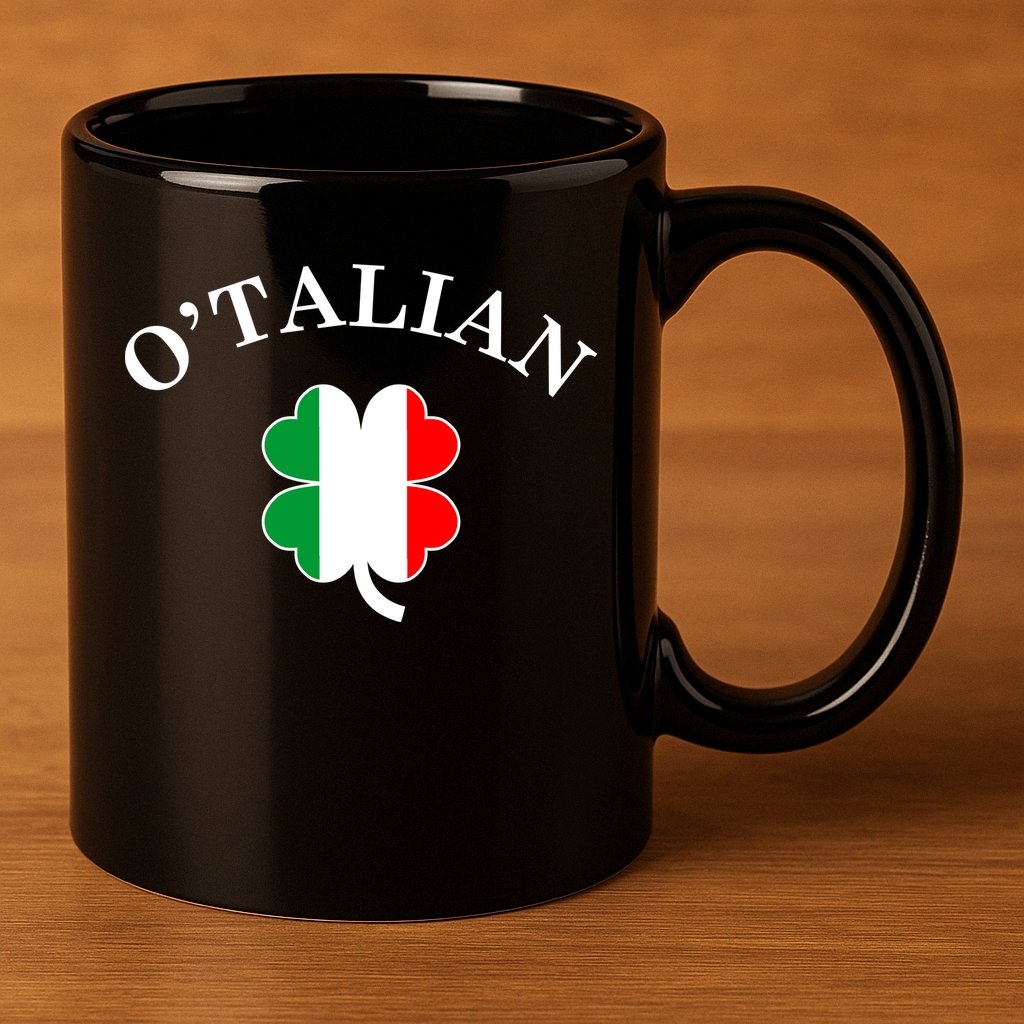 O'Talian Italian Irish Shamrock St. Patrick's Day 11oz C Handle Ceramic Mug