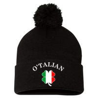 O'Talian Italian Irish Shamrock St. Patrick's Day Pom Pom 12in Knit Beanie