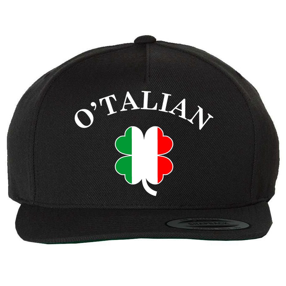 O'Talian Italian Irish Shamrock St. Patrick's Day Wool Snapback Cap
