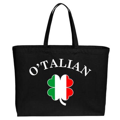 O'Talian Italian Irish Shamrock St. Patrick's Day Cotton Canvas Jumbo Tote