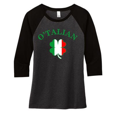 O'Talian Italian Irish Shamrock St. Patrick's Day Women's Tri-Blend 3/4-Sleeve Raglan Shirt