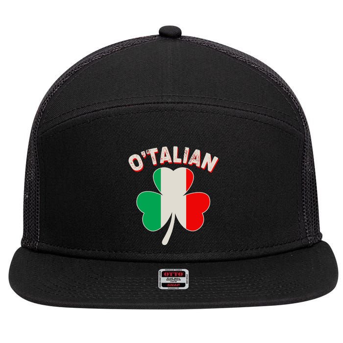 O'Talian St Patrick's Day Italian Shamrock Flag 7 Panel Mesh Trucker Snapback Hat