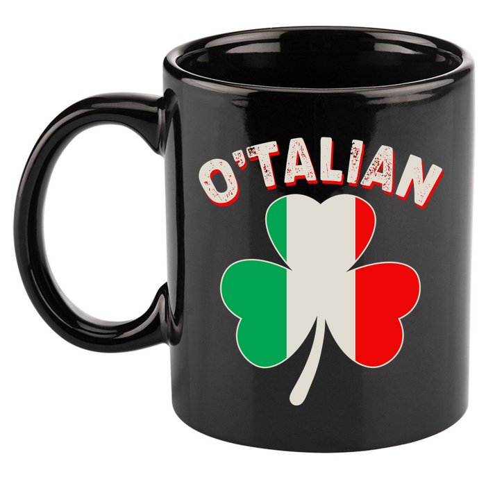 O'Talian St Patrick's Day Italian Shamrock Flag 11oz C Handle Ceramic Mug