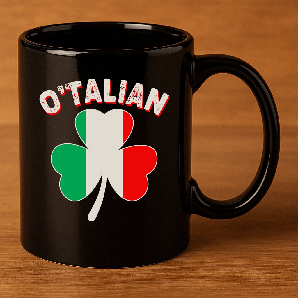 O'Talian St Patrick's Day Italian Shamrock Flag 11oz C Handle Ceramic Mug