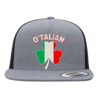 O'Talian St Patrick's Day Italian Shamrock Flag Flat Bill Trucker Hat