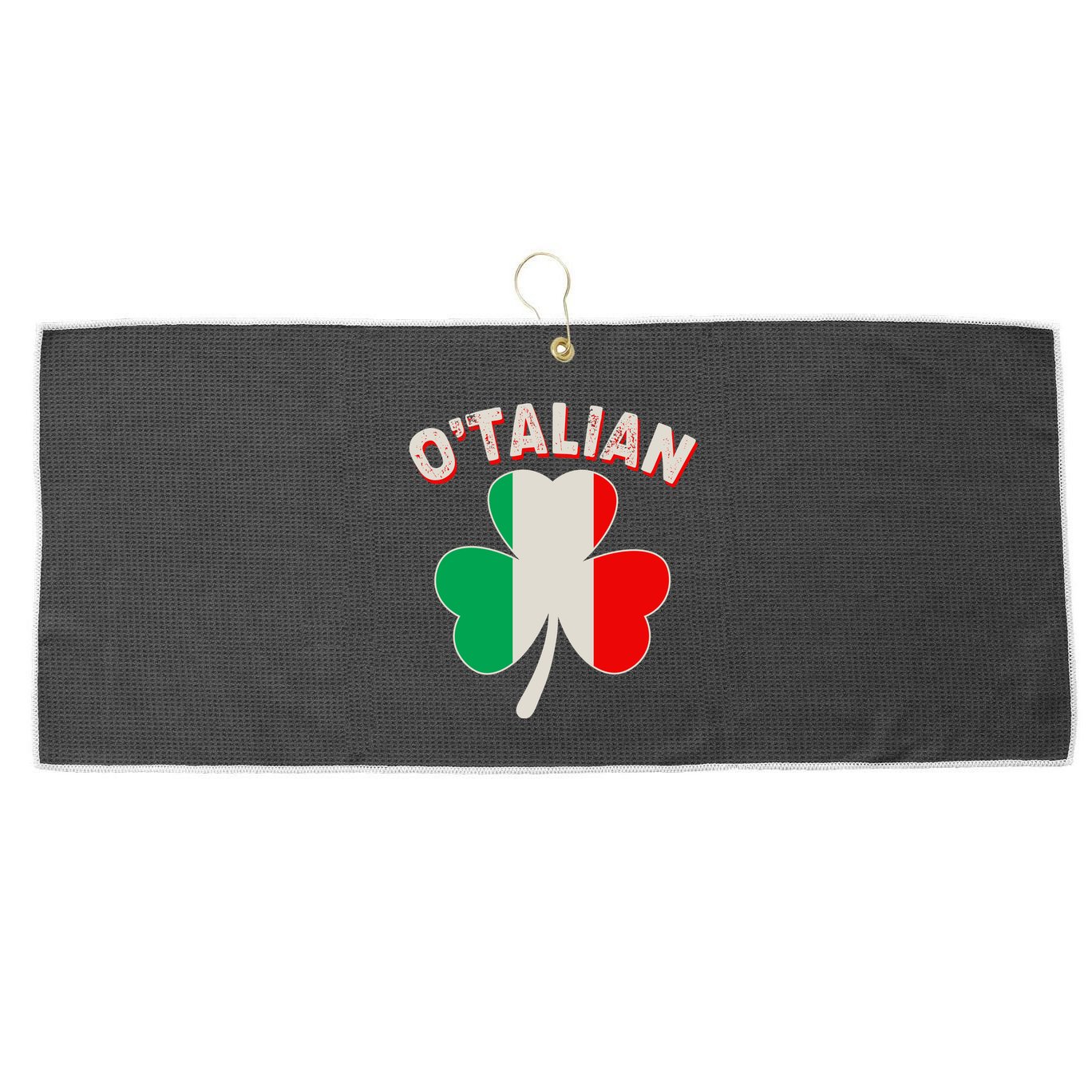 O'Talian St Patrick's Day Italian Shamrock Flag Large Microfiber Waffle Golf Towel