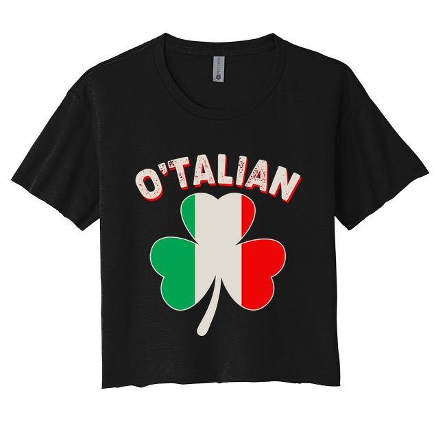 O'Talian St Patrick's Day Italian Shamrock Flag Crop Top