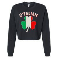 O'Talian St Patrick's Day Italian Shamrock Flag Cropped Pullover Crew