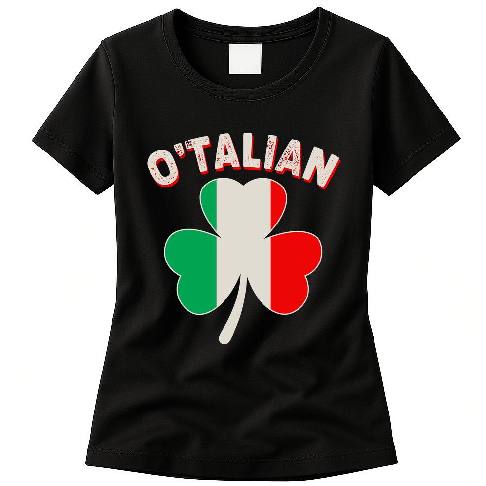 O'Talian St Patrick's Day Italian Shamrock Flag Womens T-Shirt