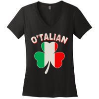 O'Talian St Patrick's Day Italian Shamrock Flag Women's V-Neck T-Shirt