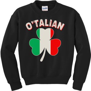 O'Talian St Patrick's Day Italian Shamrock Flag Kids Sweatshirt