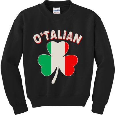 O'Talian St Patrick's Day Italian Shamrock Flag Kids Sweatshirt