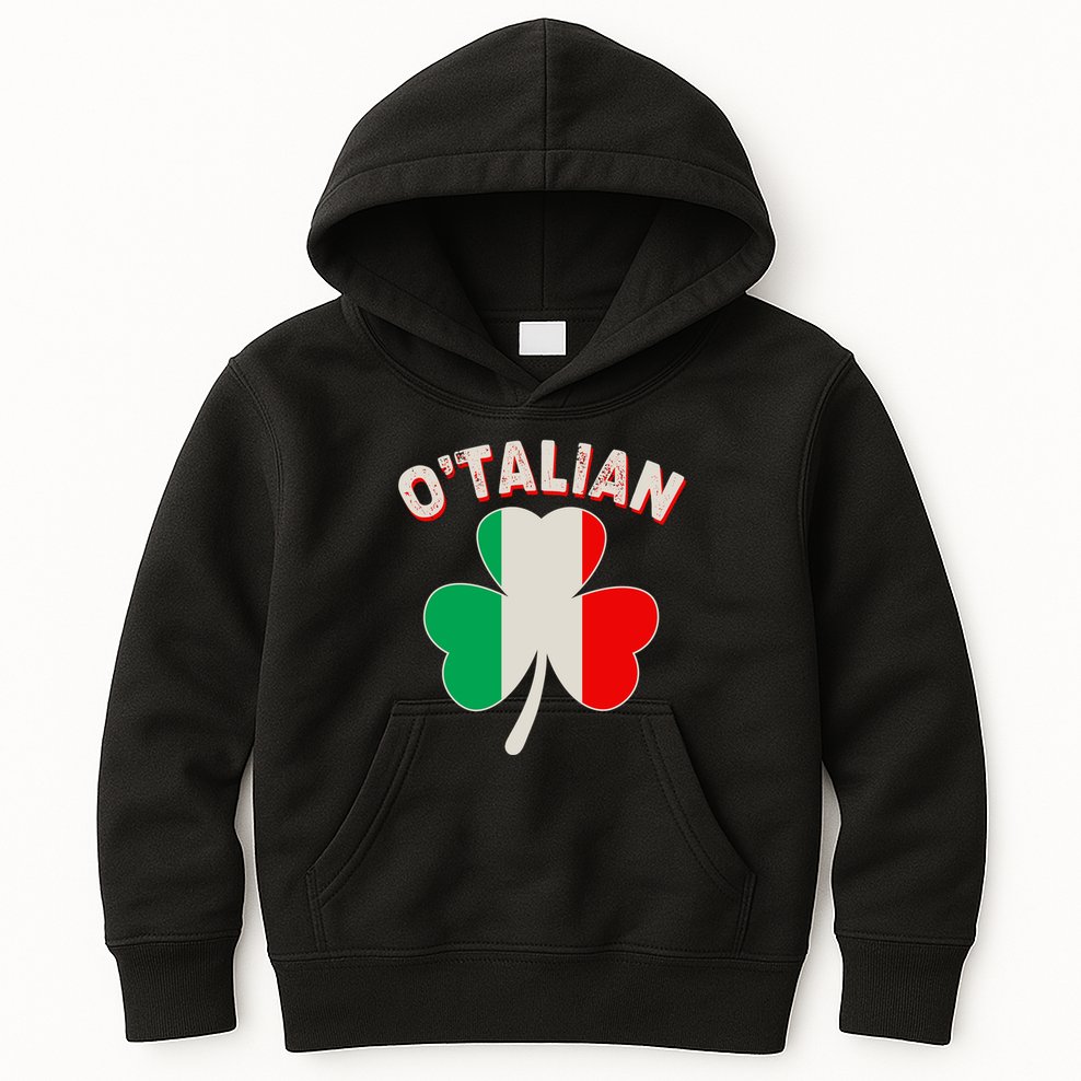 O'Talian St Patrick's Day Italian Shamrock Flag Kids Hoodie