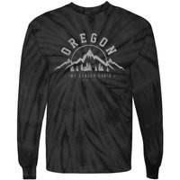 Oregon The Beaver State Est. 1859 Vintage Mountains Tie-Dye Long Sleeve Shirt